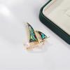 Exquisite Rhinestone Sailboat Brooches For Women Men Elegant Luxury Alloy Sailboat Brooch Creative Light Luxury Corsage Gifts