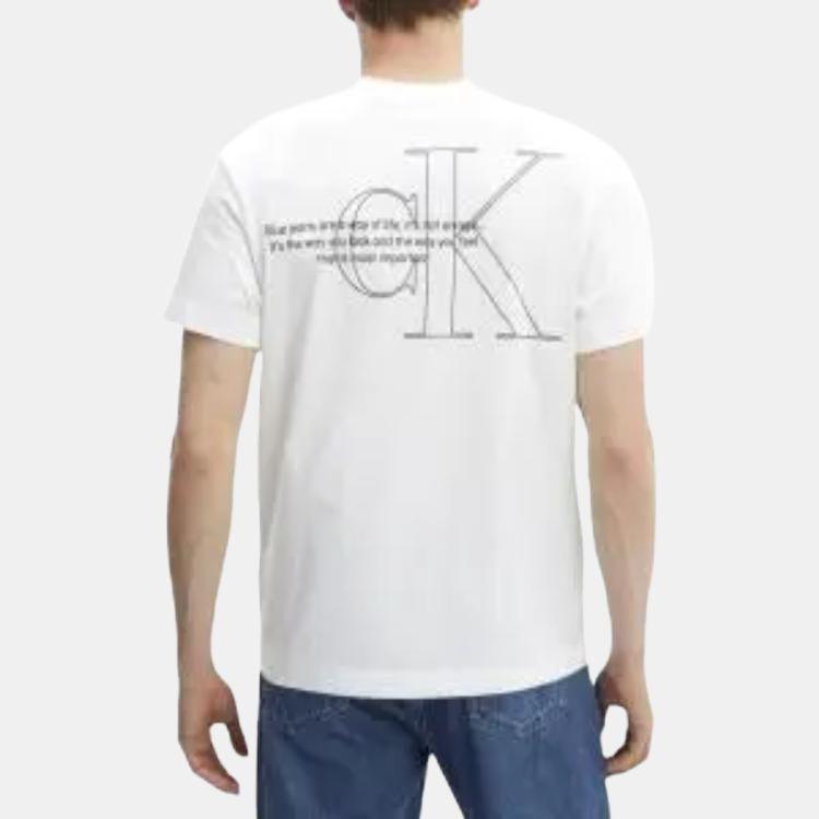 Calvin Klein Мужская футболка с круглым вырезом и принтом букв SS22, белая J30J320193YAF
