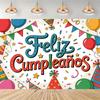 Spanish Birthday Party Decorations, Colorful Backdrop with Flowers and Balloons, Background for Photography, Party Supplies3989