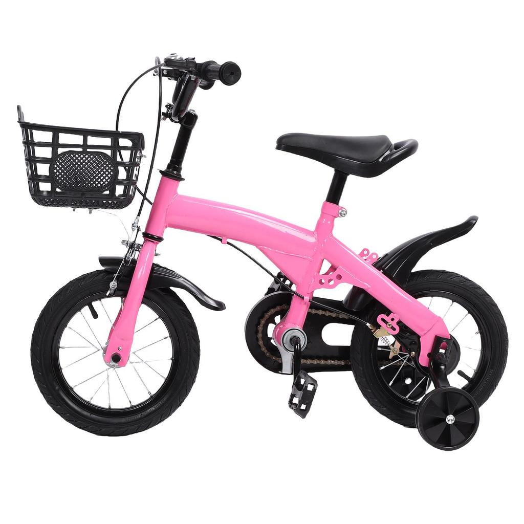 Детский велосипед 12 дюймов розового цвета, регулируемая высота сиденья и руля, тренировочный велосипед для детей 3-10 лет для улицы