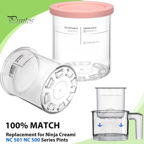 4 шт. контейнер для мороженого для мороженого Ninja NC500, защитная крышка с защитой от листьев, портативная кухонная портативная кухня, морозильная камера на 24 унции, чашка для пинты мороженого