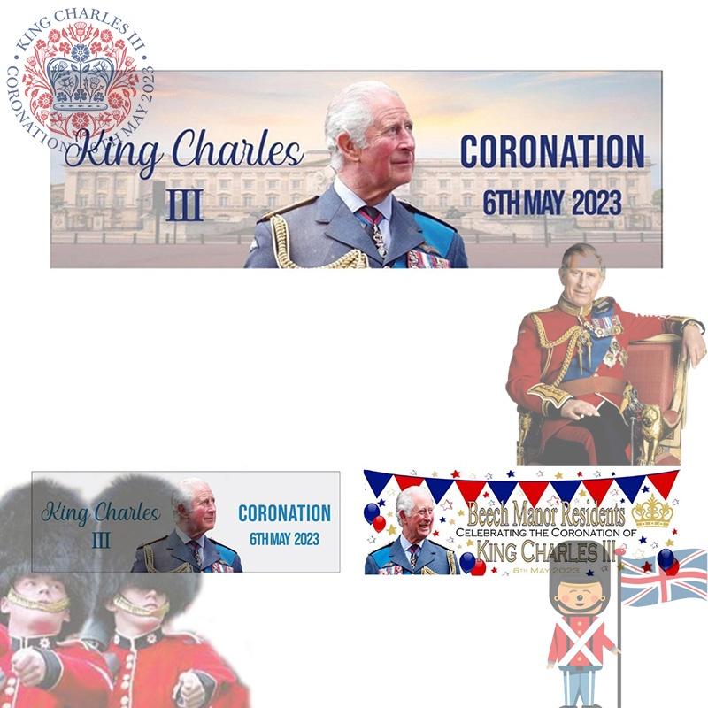 King Charles Iii Coronation Flag Premium Polyester Fabric 50x150cm