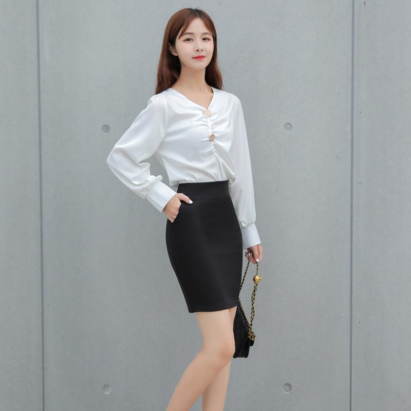 Униформа Юбки Черная Униформа Облегающие Юбки для Женщин Карманная Сумка Хип-Юбка Короткая Юбка