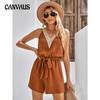 Summer Women's Jumpsuit Casual Lace V-Neck Solid Color Sleeveless Jumpsuit