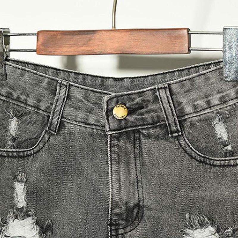 Fashion Sexy Women High Waist Ripped Hole Denim Jeans Shorts Fraying Edges Short Pants