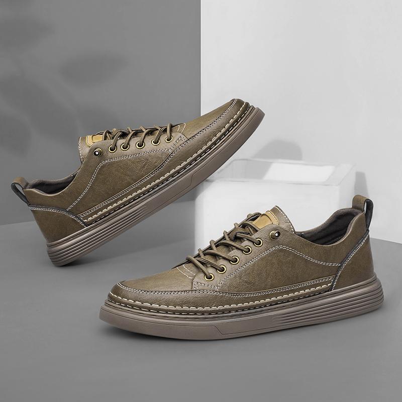 Роскошный бренд Мужская стильная кожаная повседневная обувь Уличные плоские дизайнерские кроссовки 2024 Новое поступление Ручная работа Противоскользящие Повседневные прогулочные плоские туфли