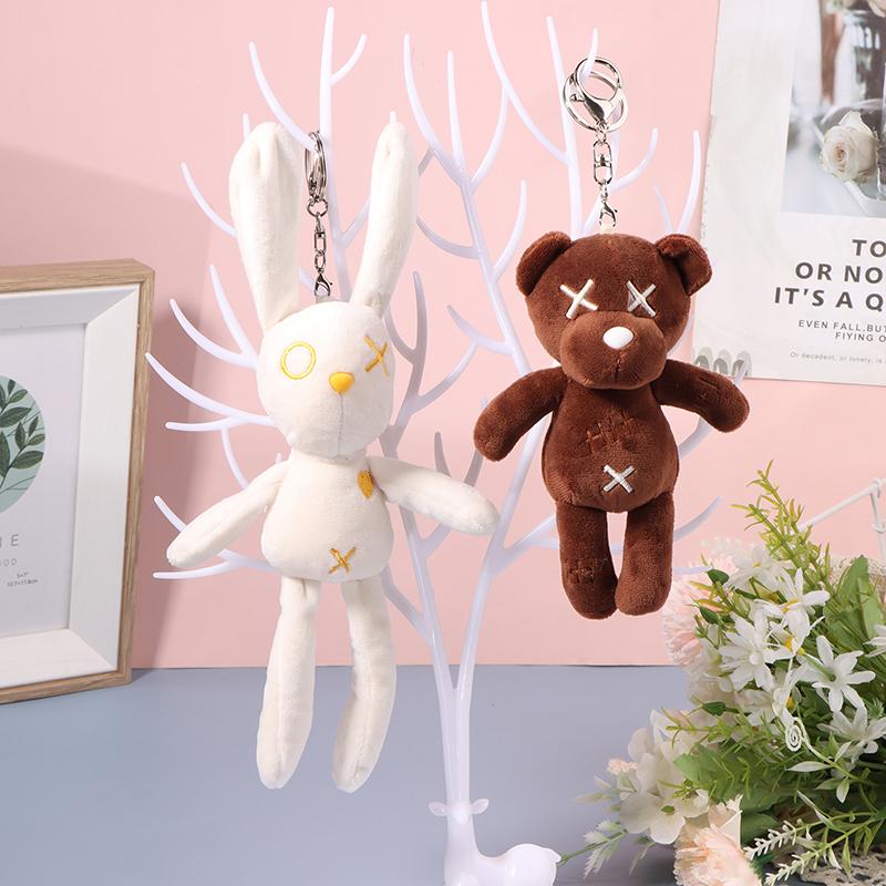 Lovely Cartoon Rabbit Doll Plush Keychain Stuffed Bear Dolls Keyring Cute Bag Pendant For Kid Girl Gifts