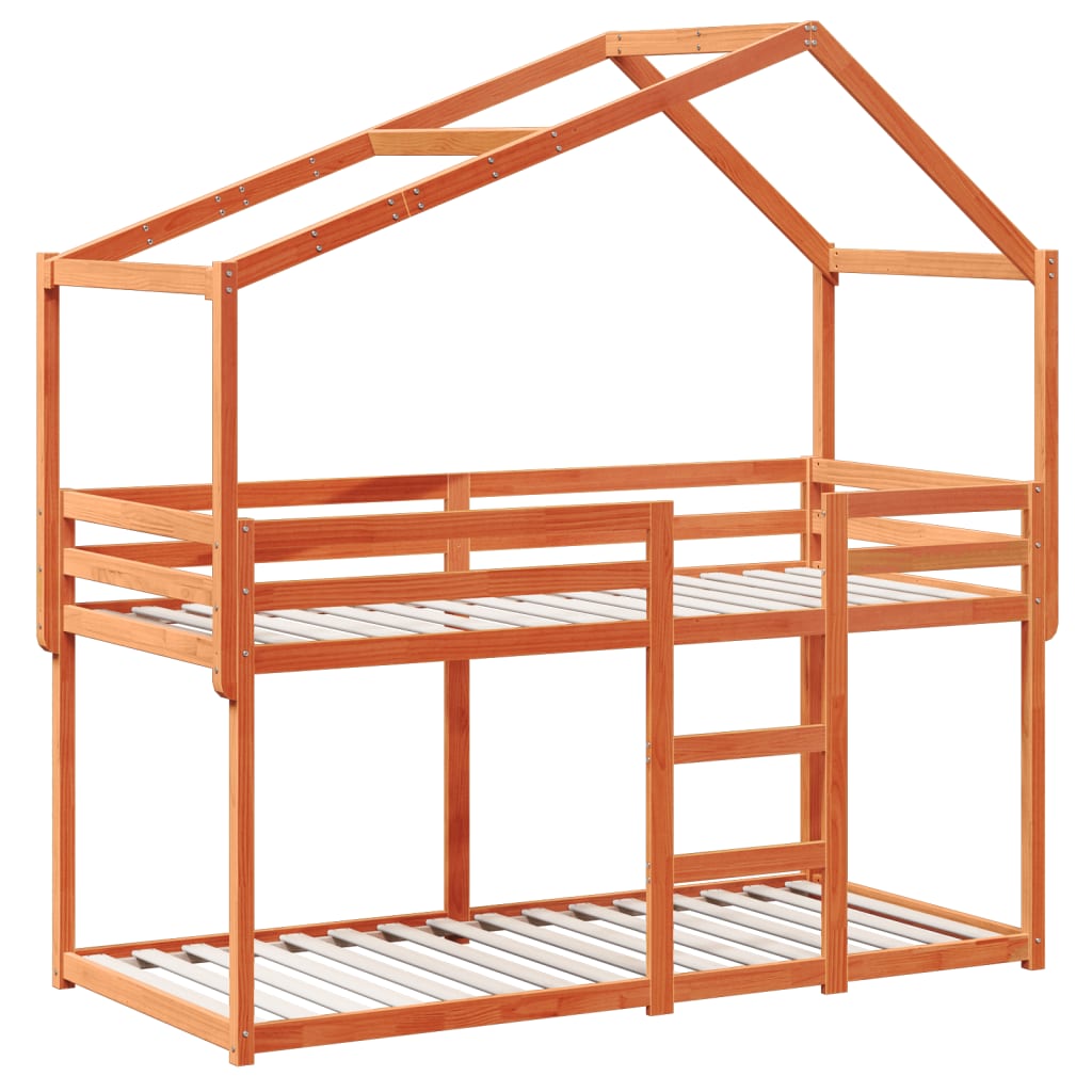 Bunk Bed with Canopy Wax Brown 90 x 190 cm Solid Pine Wood