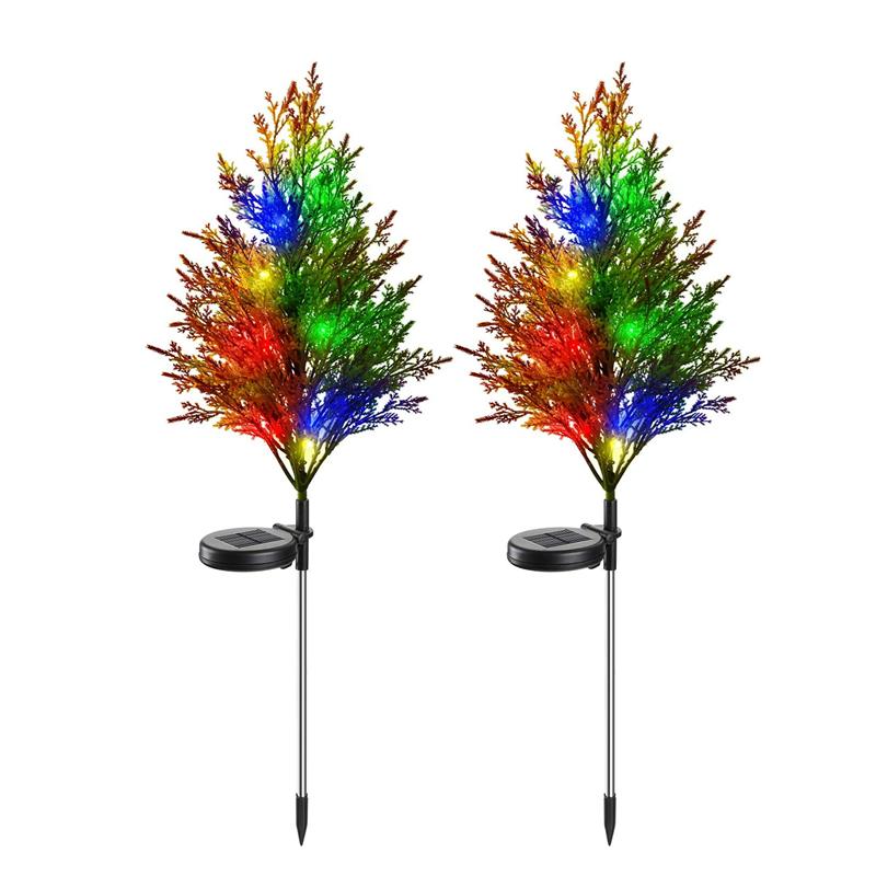 Солнечная Рождественская лампа из сосны и кипариса для лужайки, светодиодная праздничная декоративная торшер, украшение для сада, водонепроницаемая солнечная лампа, пейзажная лампа для двора