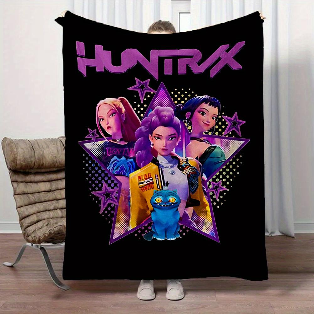 1Pc HUNTR/X Star Print Flannel Blanket, Comfortable for All Seasons, Home Decor, Warmth and Comfort, Perfect for Christmas Gifts821099