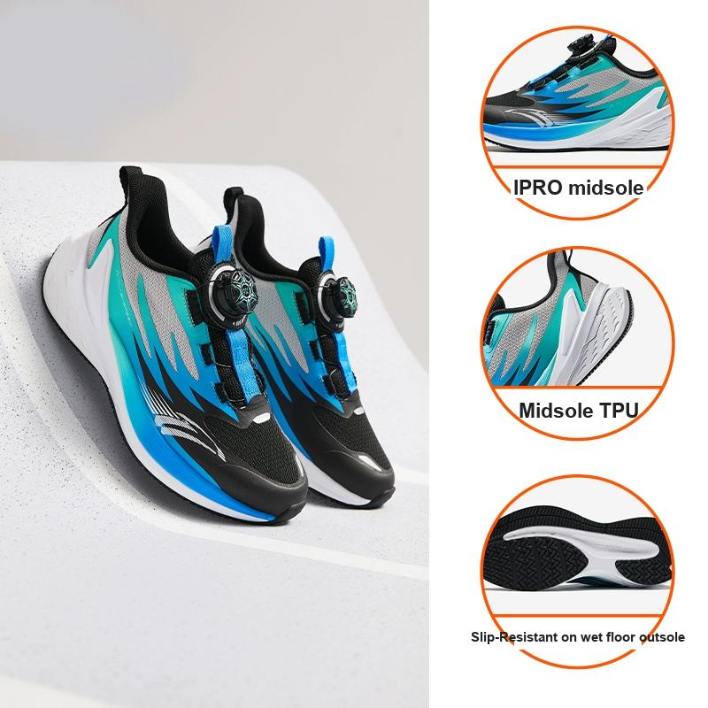 Anta Детские кроссовки из ткани Bow Speed, удобные, амортизирующие, износостойкие, с низким верхом, детские кроссовки, цвет черный, синий 312445501-1