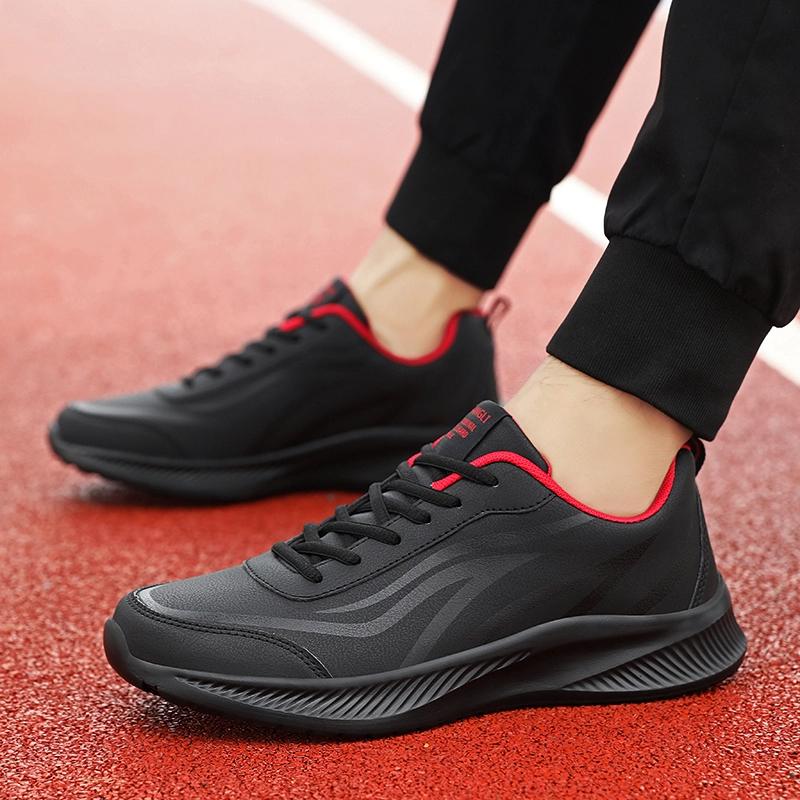 Fashion New Men Running Shoes Size 46 Male Sneakers Anti-slip Breathable Men's Walking Shoes Lace Up Soft Casual Shoes Lightweight Black