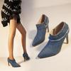 2024 New Fashion Women's Denim High Heels Pointed Toe Sexy Autumn Designer Trendy Party Shoes Women Heels