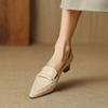 2024 New Basic Pumps for Women Genuine Leather Office Shoes Woman High Heels Soft Pointed Toe Casul Shoes Female Heels Pumps