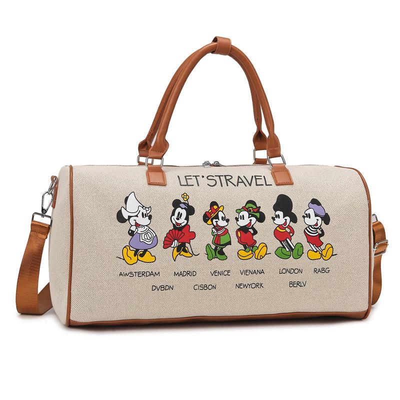 Корейская мультяшная женская парусиновая сумка большой вместимости для спорта и путешествий