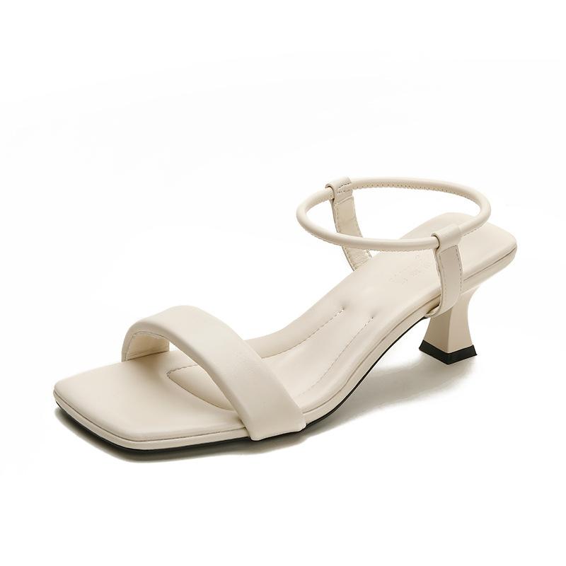 Босоножки женские новая женская обувь белые высококлассные квадратный носок на высоком каблуке шпилька