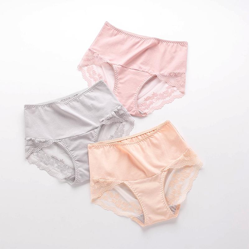 Mid-waist Abdomen Sexy Temptation Charming Underwear Women's Large Size Pure Cotton Crotch Hip-lifting Lace Transparent Shorts