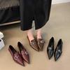 Trendy Brand 2025 Autumn Belt Buckle Low Heel Pointed Single Shoes Femininity Soft Leather Stepping Heel Cat Heel Medium Heel Small Leather Shoes