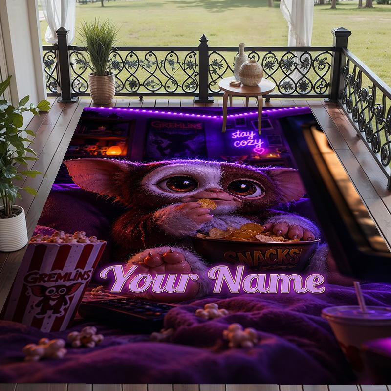 Custom Text Gremlins Gizmo Pattern Floor Rug Soft Indoor Carpet Mat Living Room Bedroom