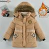 Зимняя утолщенная хлопковая куртка для мальчиков средней длины, детская зимняя теплая хлопковая куртка