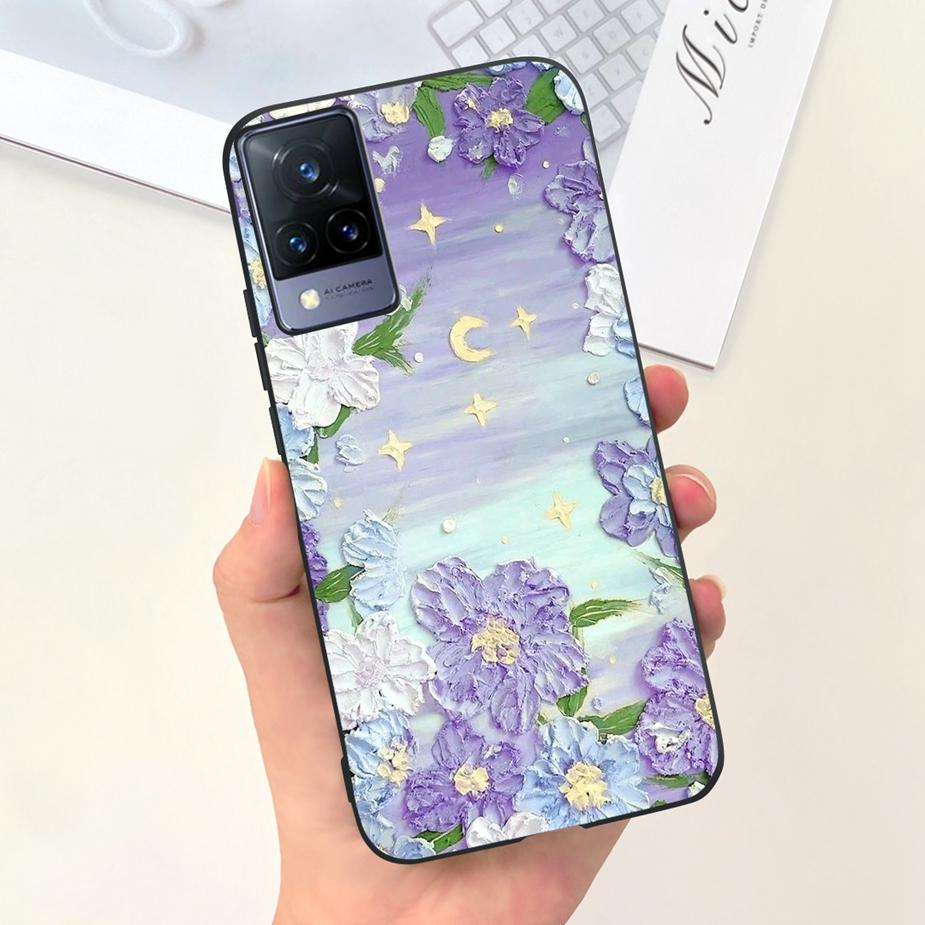 Для Vivo V21 4G Чехол V2066 V2108 Милый Мультяшный Динозавр Чехол Мягкий ТПУ Чехол для Телефона Для Vivo V21e V 21 e V2061 VivoV21 Fundas Coque