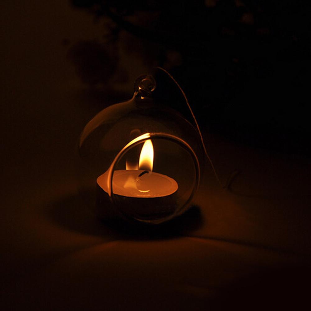 Suspensibility Crystal-like Glass Candle Holder Romantic Candlestick Home Decoration