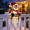 Outdoor Christmas Decorations Solar Snowman Icicle Light, Railing Decor, Warm Glow LED, Winter Festive Garden Ornaments Lighted Santa Reindeer Holiday