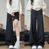 Черные спортивные штаны женские новые весенне-осенние прямые спортивные штаны маленькие повседневные свободные широкие штаны
