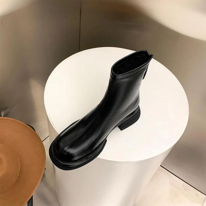 Женские короткие кожаные ботинки из мягкой кожи Коричневые ботинки в британском стиле в стиле ретро на толстой подошве с противоскользящим покрытием Простые повседневные модные модные Harajuku для поездок на работу