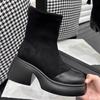 Платформа женские зимние ботильоны замшевые высокие каблуки дизайнерская обувь зимняя мода мотоциклетные ботинки 2024 тренд готические женские ботинки