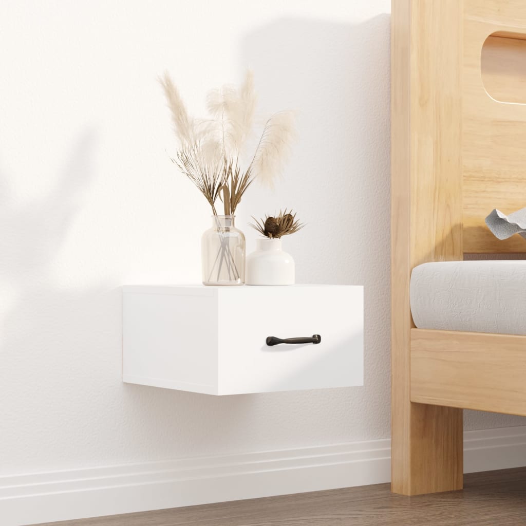Wall Mounted Nightstand White 35 x 35 x 20 cm