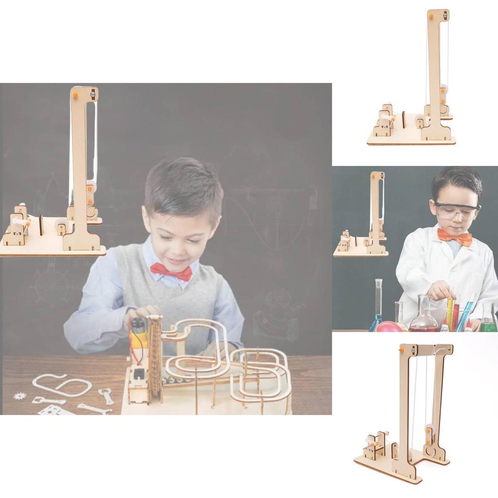 Creative Wooden Diy Hand-cranked Crane Kit For Elementary Students Stem Education