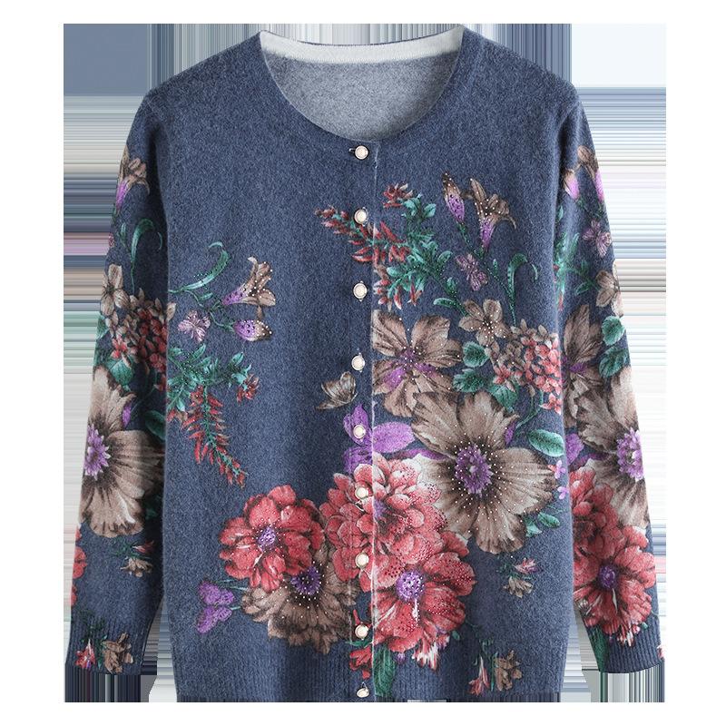 Осенне-зимний кардиган с принтом, женский повседневный свитер больших размеров, пальто, высококачественный шерстяной свитер