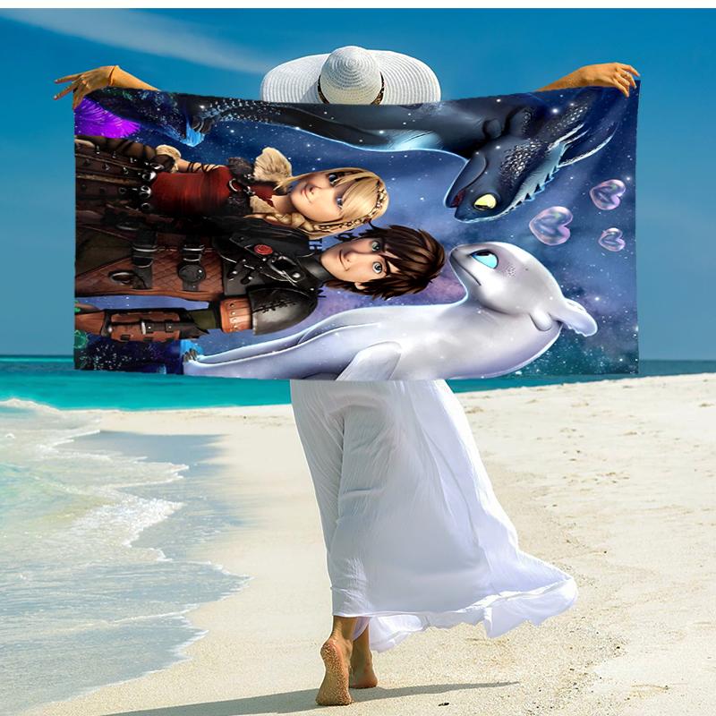 1pc Toothless1 Beach Towel, Comfortable and Thick, and Swimming/Bath/Picnic/Camping Towel, Suitable for Seaside Beaches
