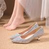Crystal Wedding Shoes Female 2024 New Gold Bridesmaid High Heels Bridal