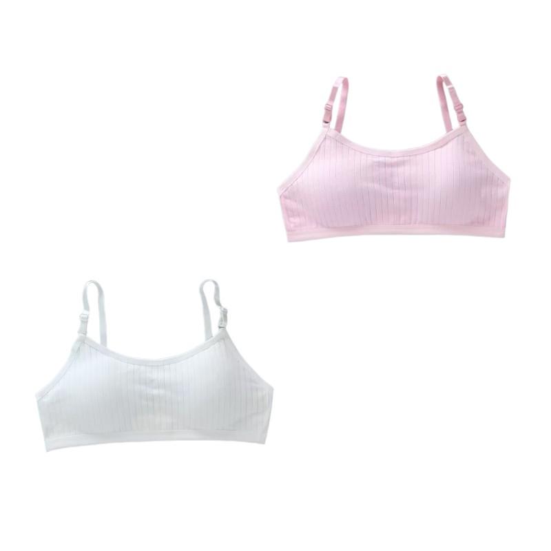 Дышащий тренировочный бюстгальтер из 2 предметов для девочек 9-13 лет, приятный для кожи эластичный спортивный бюстгальтер для девочек-подростков для младших классов средней школы