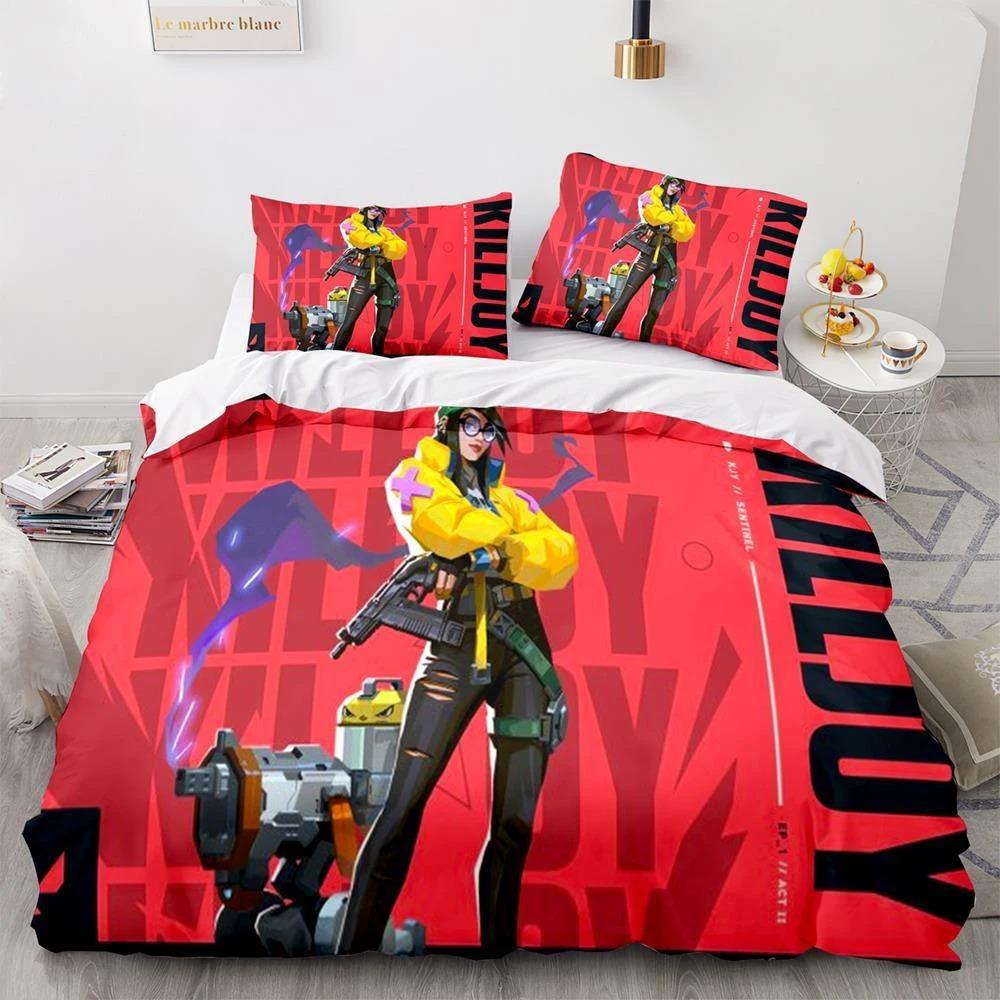 Fashion 3D Print Game Valorant Bedding Collection Boys Girls Twin Queen Size Duvet Cover Pillowcase Bed Kids Adult Fashion Home Textile