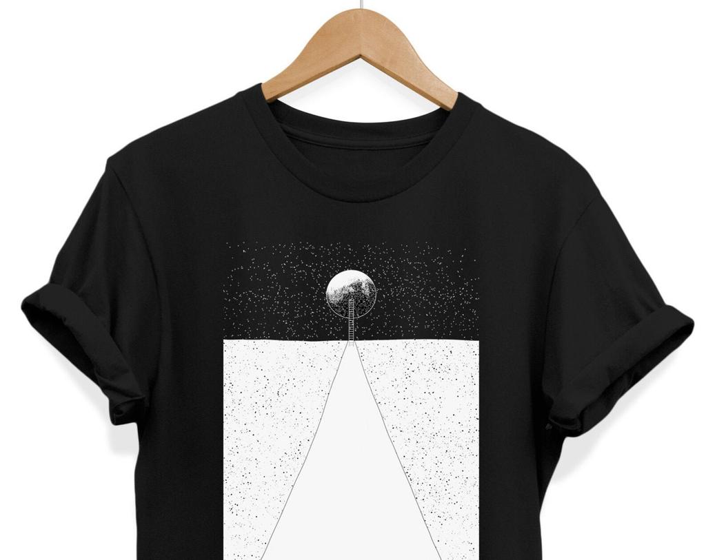 To the Moon Graphic Tee: Minimalist Geometry, Edgy Grunge Style