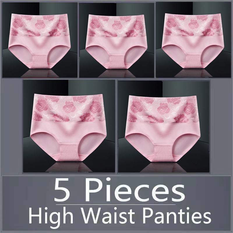 5 шт., женское нижнее белье с высокой талией, хлопковые дышащие трусики, женские трусы, большие размеры, нижнее белье
