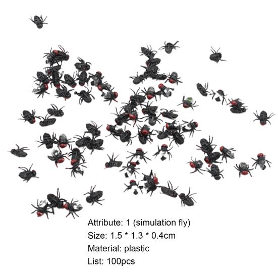 100 шт. Искусственные мухи Реалистичные сложные реквизиты Пластик Вечеринка на Хэллоуин Имитация насекомого Муха Игрушки для розыгрышей