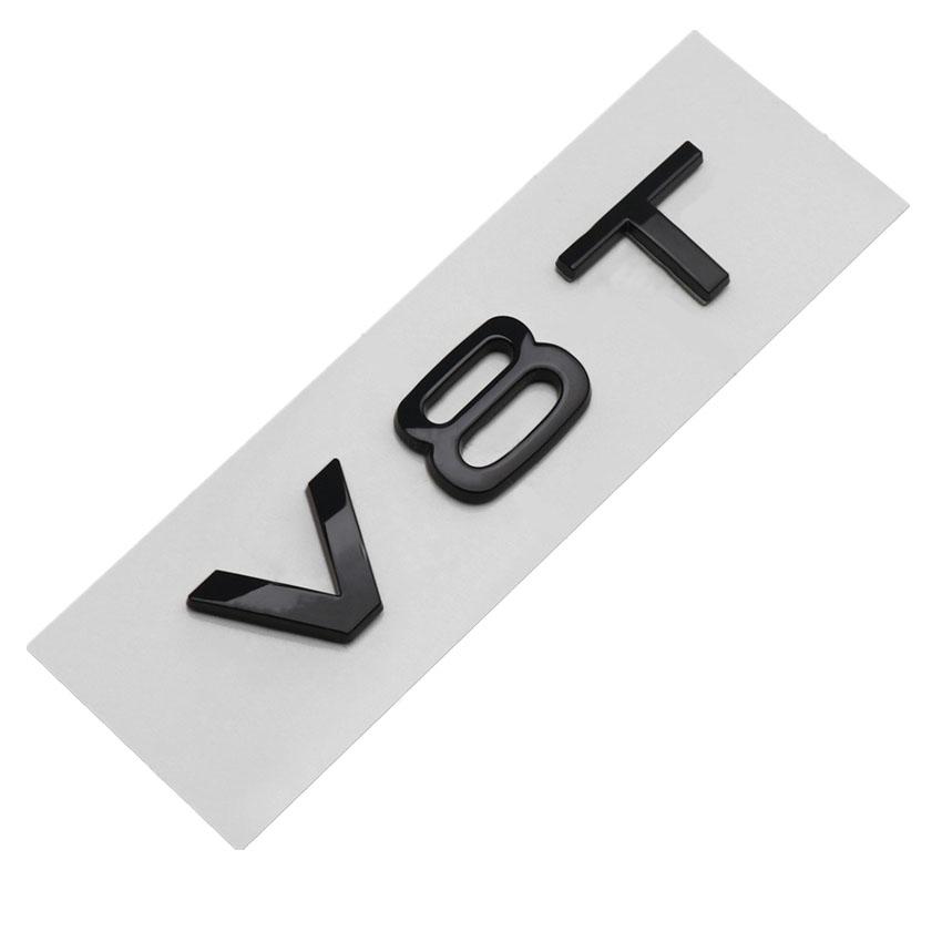 V6T V8T W12 V10 Logo Car Trunk Emblem Badge Sticker ABS Car Refurbishment Decoration Black Knight Style Modification Suitable