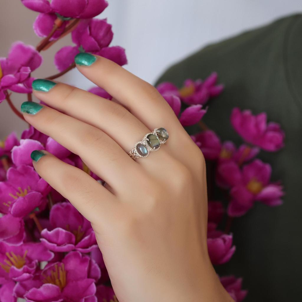 Кольцо женское с лабрадоритом, чистое 100% серебро 925 пробы, ювелирное изделие ручной работы, серебряное кольцо, Ar8921