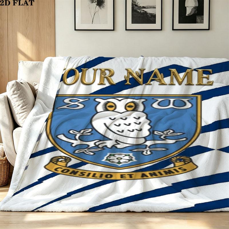 1PC Sheffield Wednesday Football Club Custom Name Patterned Flannel Blanket Suitable For All Seasons for Home Decor Warmth and Comfort Gifts Holiday P