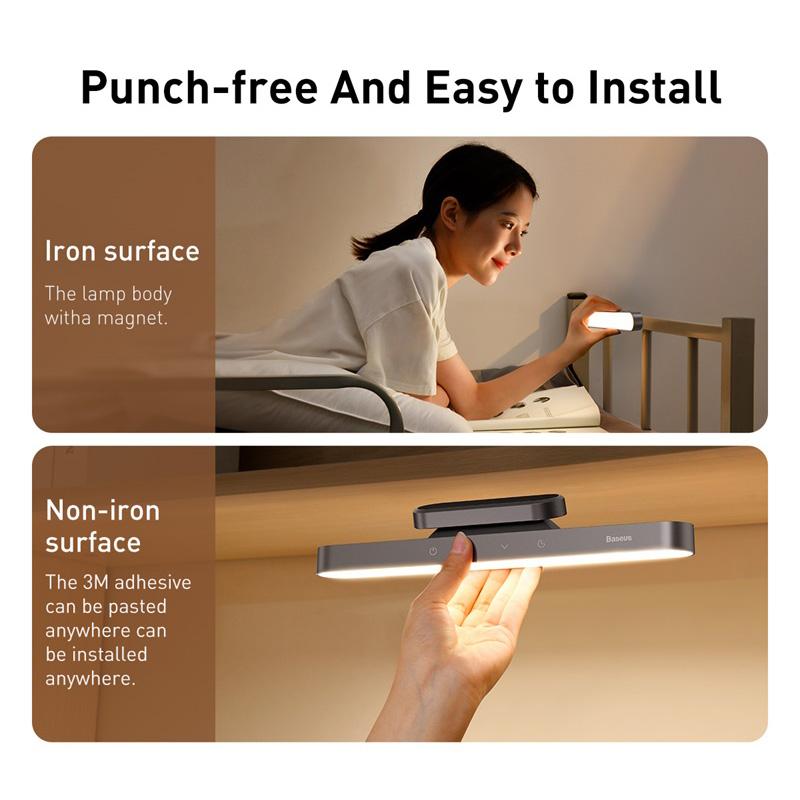 Baseus Magnetic Desk Lamp Dimmable LED Table Lamp USB Rechargeable Cabinet Closet Wardrobe Bedside Reading Hanging Night Light