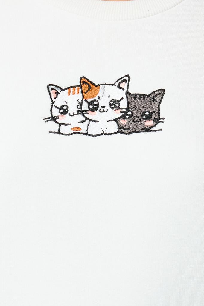 Women's Fashionable Stylish Sweatshirt Ecru Regular Normal Fit Thick Knitted Sweatshirt with Polar Inside