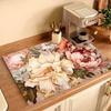 1 шт. Розовый коврик для сушки посуды с цветочным принтом из резины для кофейни, ресторана, кухни, ковер, настольная салфетка для посуды, прочный коврик из диатомовой грязи, коврик для питомца, кофейная посуда
