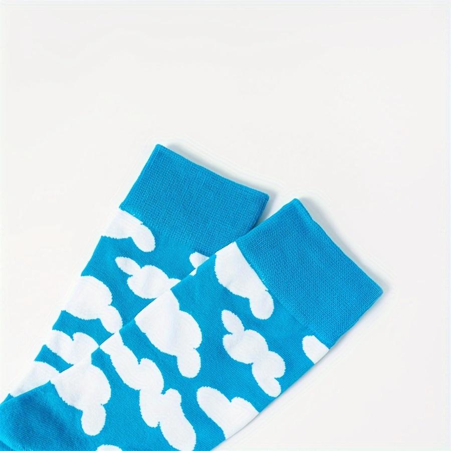 1 пара новых мужских носков с рисунком «белые облака» на осень и зиму