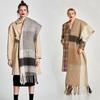 S2025 Autumn And Winter New Plaid Scarf Men'S And Women'S Long Tassel Imitation Cashmere Scarf Color Blocked Thick Shawl