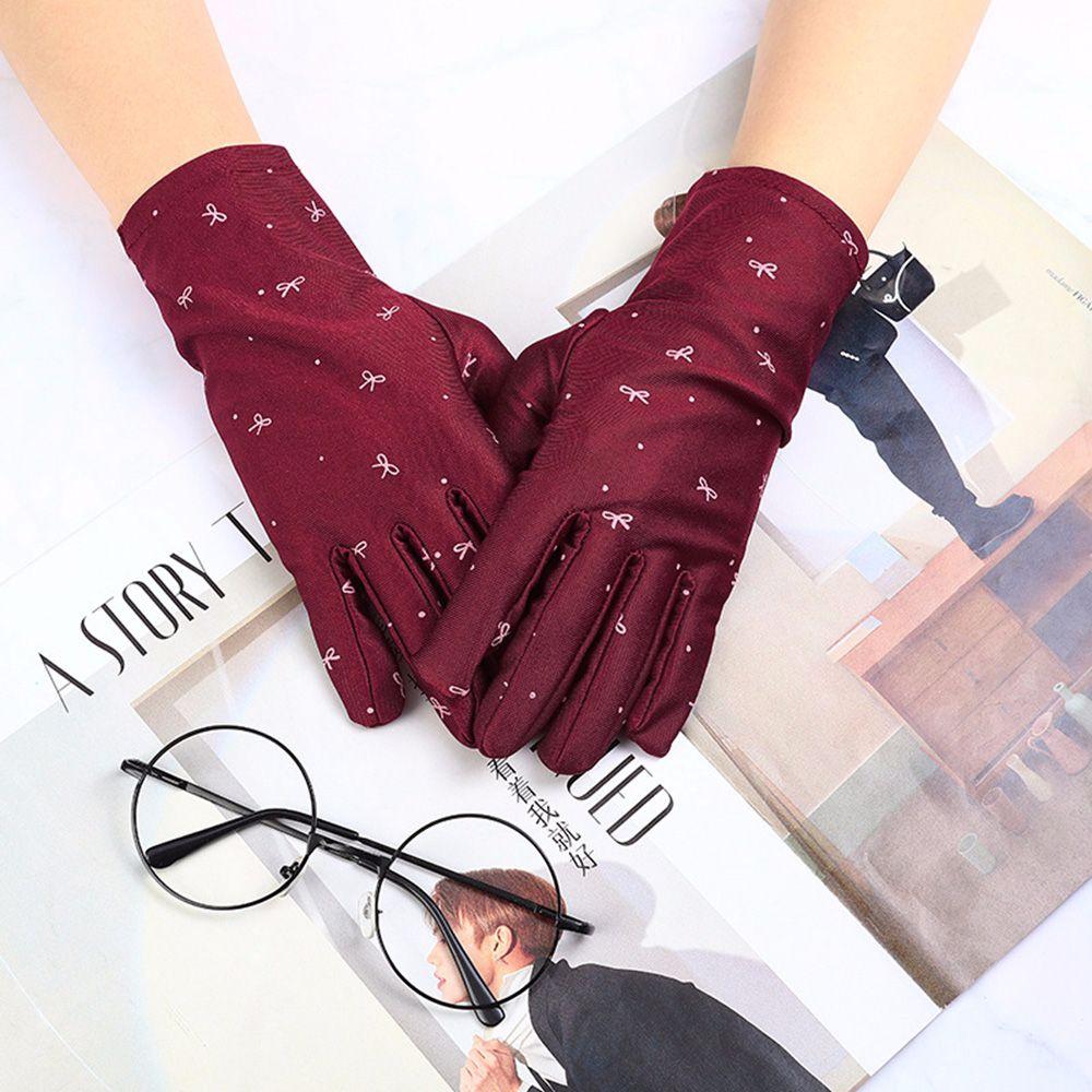 Women Spandex Wedding Outdoor Sports Gloves Driving Gloves Sun Protection Mittens Bow Pattern
