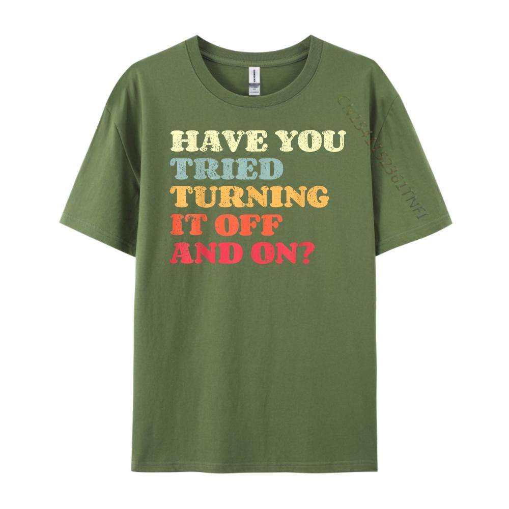 Funny Tech Support I Off On I Tech Engineer Computer It Guy Grahpic Tee Shirt Oversized T Shirt Men Luxury